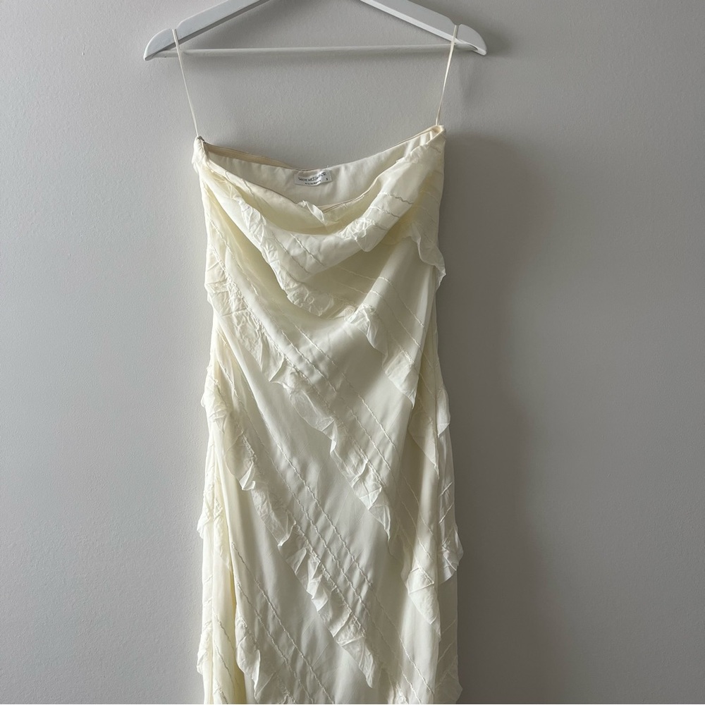 Maxi Cream Ruffled Strapless Dress
